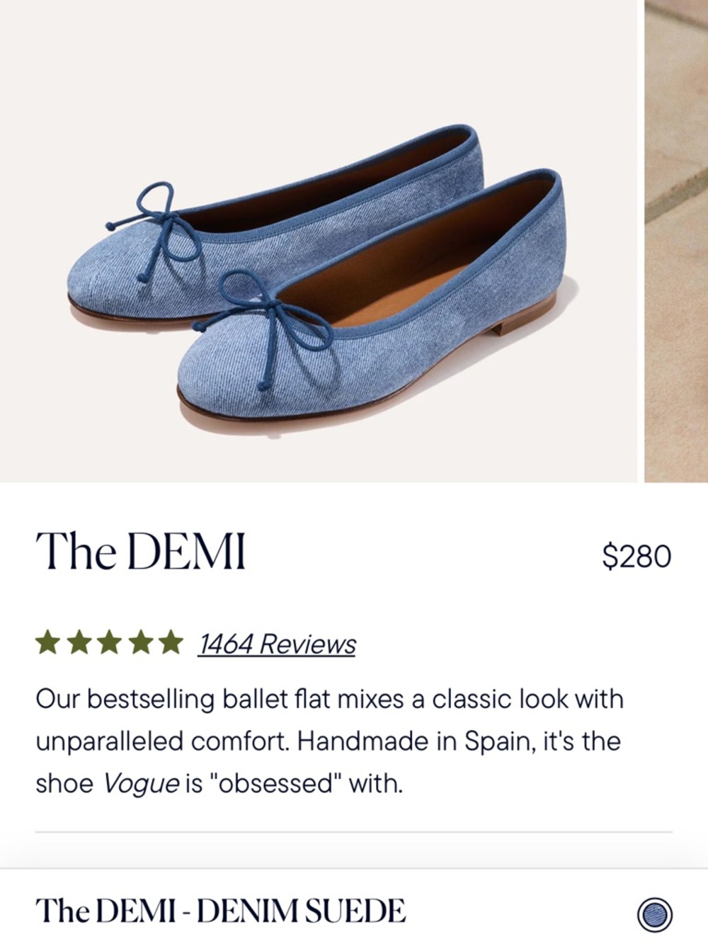 Margaux The Demi Ballet Flat - Denim Blue